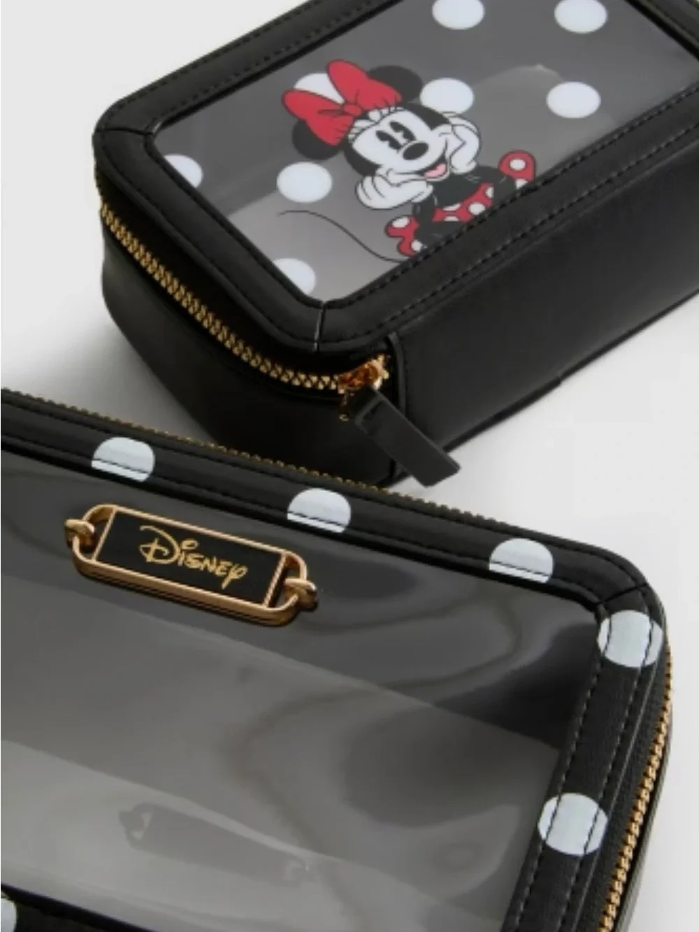 Primark x Disney Minnie Mouse Clear and Faux Leather 2 pc Travel Bag Set *NWT